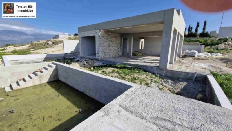 Kalamaki Kreta, Kalamaki ebenerdige Villa im Rohbau mit Panorama-Meerblick Haus kaufen